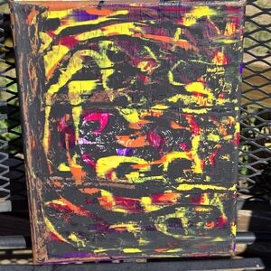 Vibrant Abstract Canvas with Yellow and Pink Accents